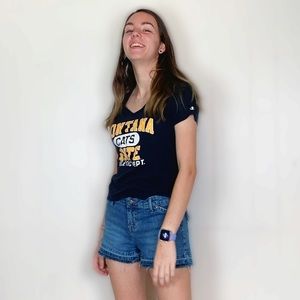 Champion crop v neck Montana tee yellow and black